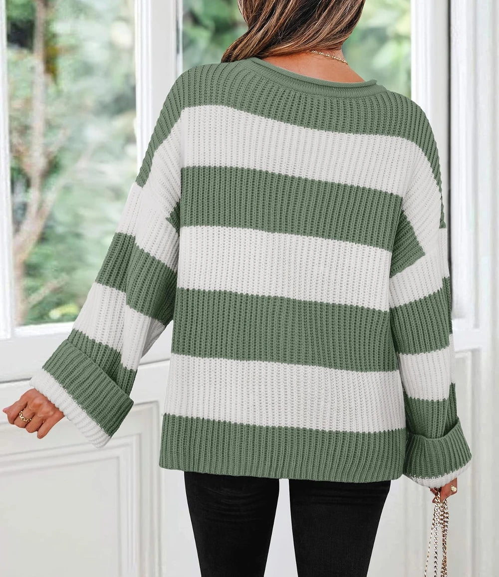 Oversized Striped Knit Sweater