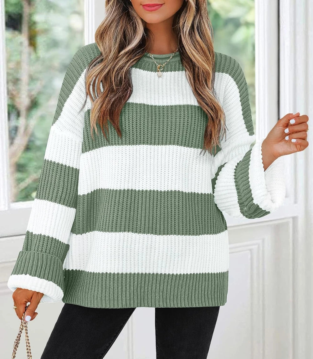 Oversized Striped Knit Sweater