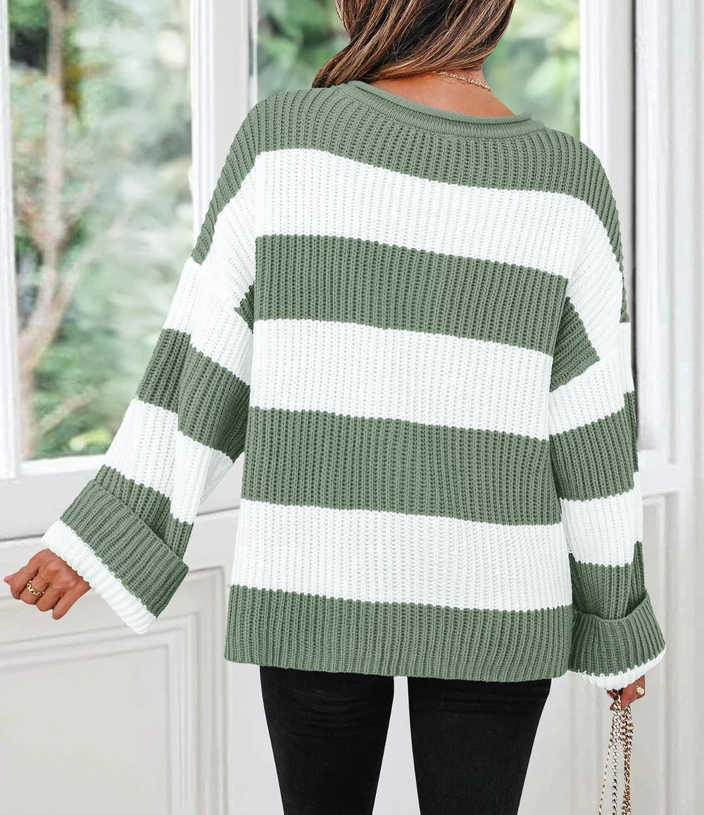 Oversized Striped Knit Sweater