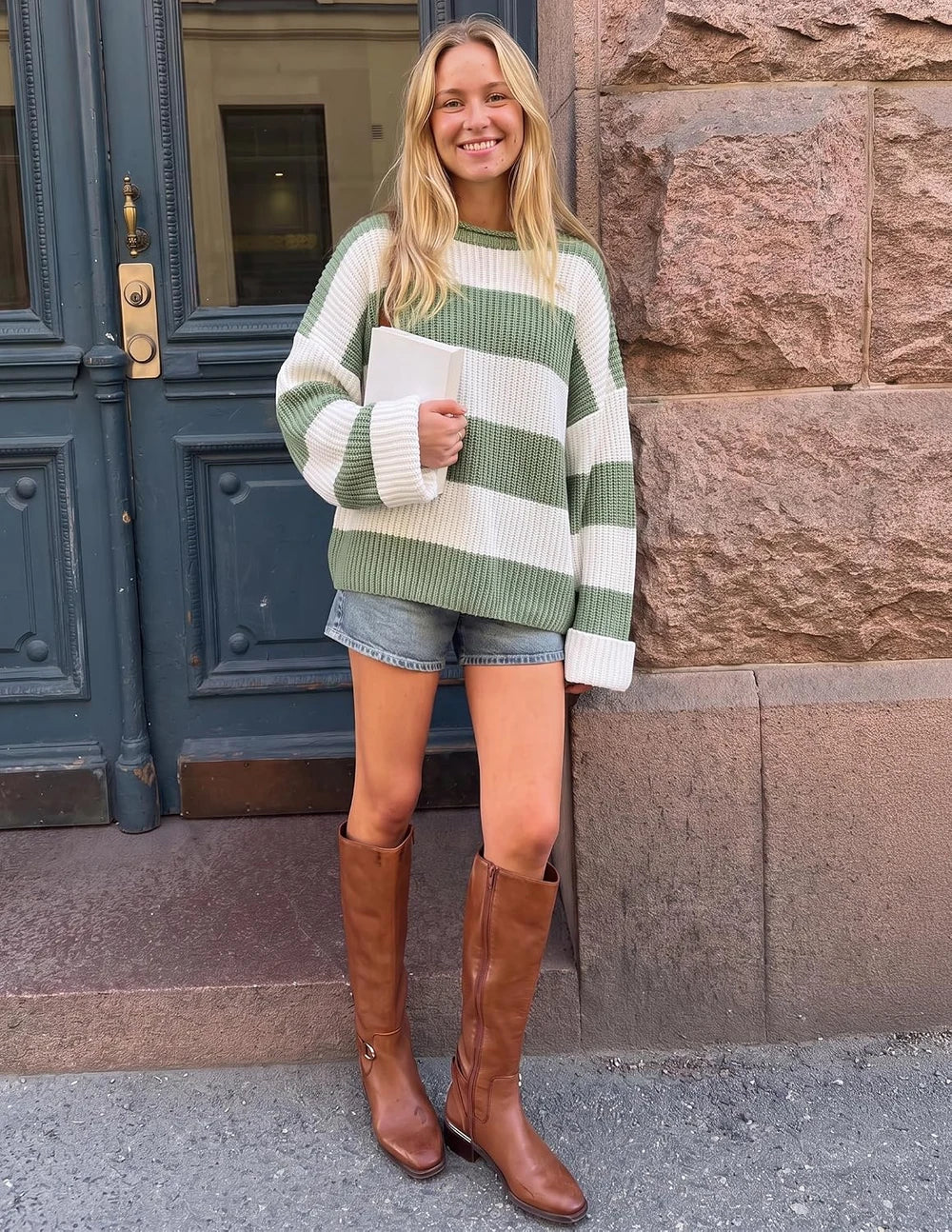 Oversized Striped Knit Sweater