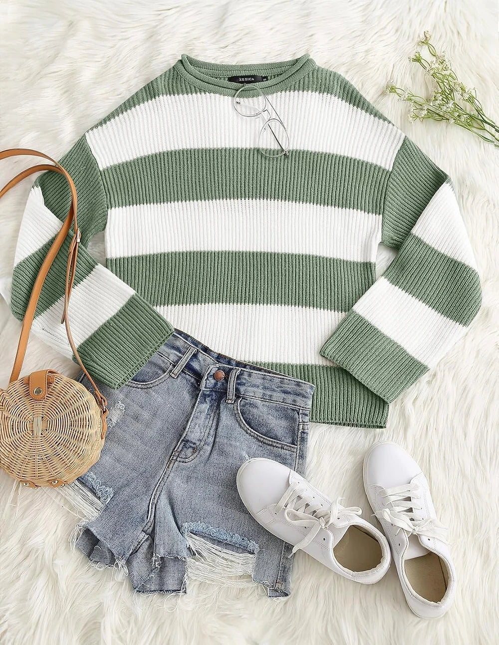 Oversized Striped Knit Sweater