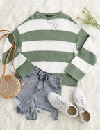 Oversized Striped Knit Sweater